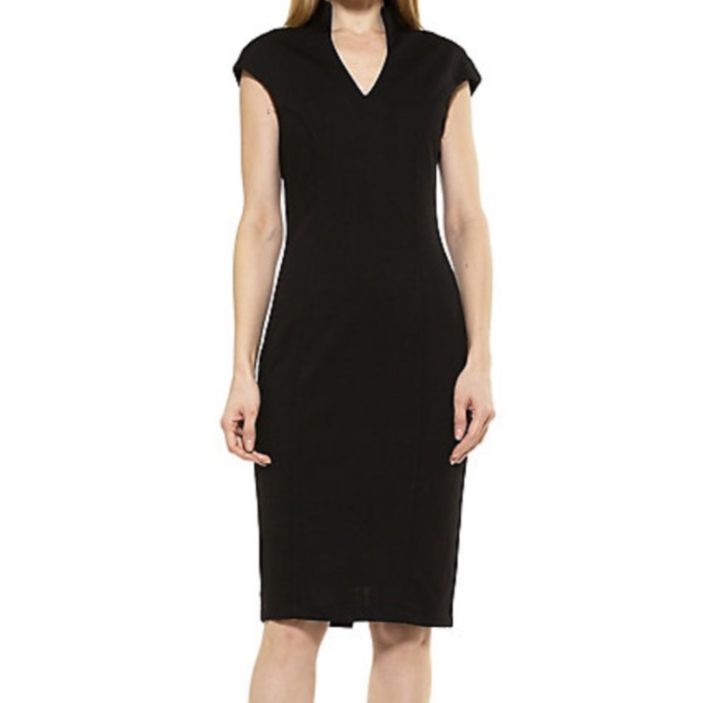 Alexia Admor Black V-neck midi gold zipper NEW TAGS ATTACHED